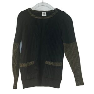 Noma Cardigan black and gold ribbed Sweater size 8